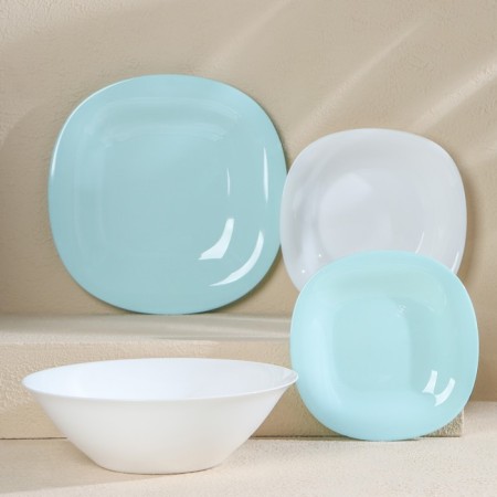 Dining Luminarc Carine Light, glass ceramic, 19 objects, white and turquoise color-1