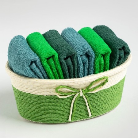 Set of terry decorative napkins Ethel, 30x30cm-6pcs, green color, 100% cotton-6