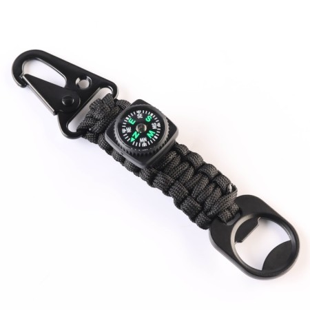 A multifunctional keychain, tourist from a paracord, with a compass, opener, 16 cm