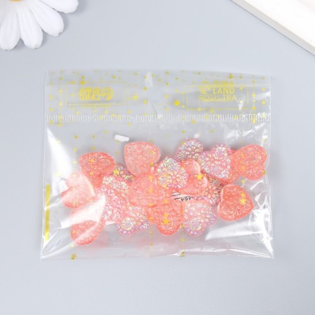 Decor for creativity Plastic "Heart" holography pink set 20 pcs 1.6x1.6 cm-3