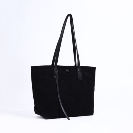 Soper bag with zipper, black color-2