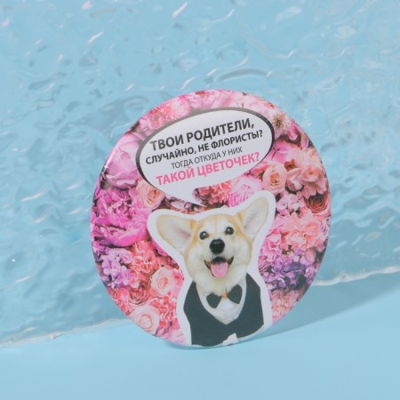 Pocket mirror "Corgi", d = 7 cm, multi -colored-3