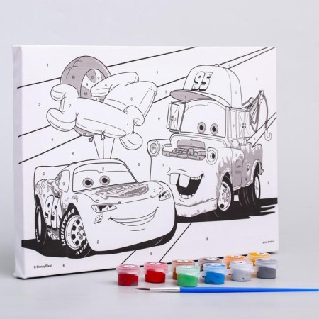 Picture on numbers for children "Lightning McQueen and master" 20x30 cm, cars-1