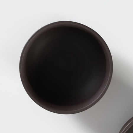 A set for the tea ceremony Ceramic “Clay”, 11 objects: 8 PIAL 50 ml, kettle, milkman, mortar, brown color-1