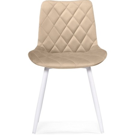 Stool on a metal frame Baoine used metal/velor, white/beige 50x55x83 cm-1