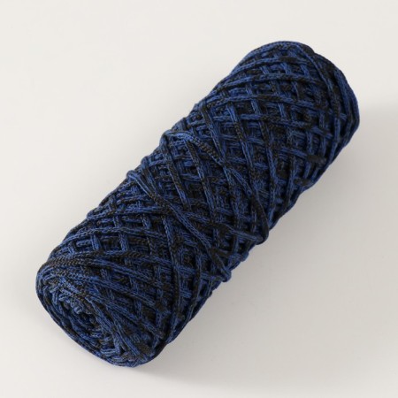 Knitting cord 35% cotton, 65% polypropylene 3 mm 85m/160 ± 10 g (sapphire/black)-1