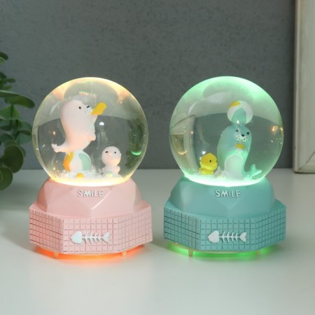 Souvenir Polystone Water Ballion Music, Light "Sea Lion" MIX 8x8x12 cm-1