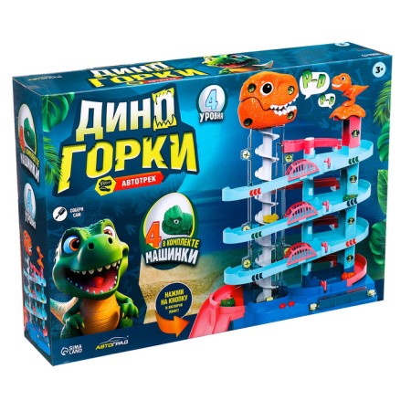 Auto traffic jam "Dino Gorki", with an elevator, 4 cars, works from batteries-14