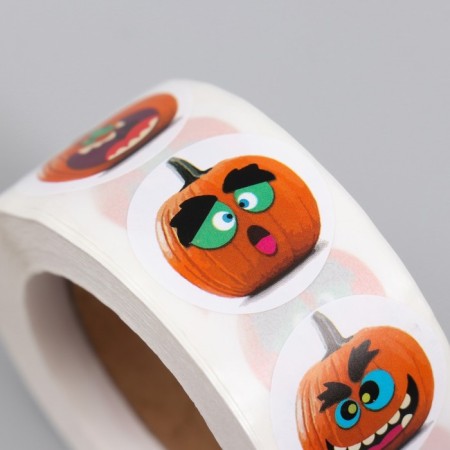 Stick Paper "Halloween. Funny pumpkin" d = 2.5 cm 500 pcs in the roll-1