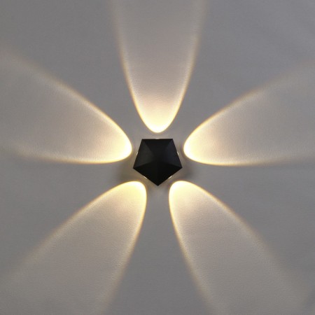 Facade lamp “Iskra”, FSD-052, 5 W, 3000k, 5 rays, IP65, 220 V, plastic, black