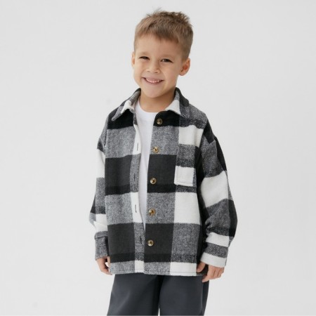 Children's shirt kaftan insulated, gray color, size 38 (146-152 cm)