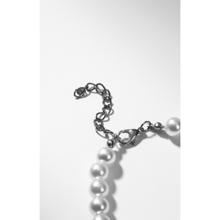 The necklace with pearls "heart", white color in silver, 37 cm-3