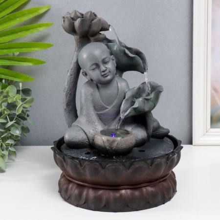 The desktop fountain from the network, the backlight "Little Buddha with the lotus" gray 29x20x20 cm