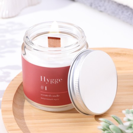 Aromatic candle "Hygge" #1 cherry mousse, soy wax, in a bank, 90 g-7