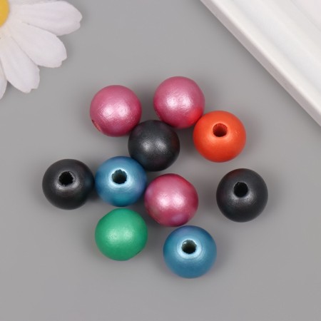 Beads for creativity wood "metallic" set of 10 pcs 1.6x1.6x1.6 cm