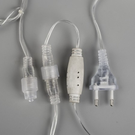 Garland "fringe" 3 × 0.6 m, IP44, UMS, transparent thread, 160 LED, yellow glow, white flicker, 220 V-3