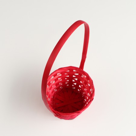 Wicker basket, D13 x H9.5/28 cm, bamboo, red-1