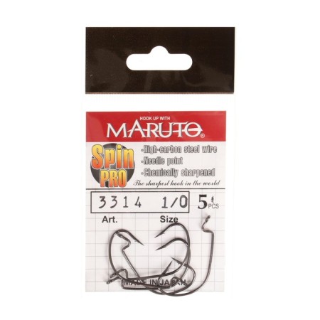Offset hooks Maruto, series Spin Pro 3314, BN color, No. 1/0, 5 pcs.