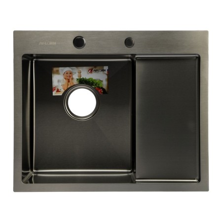 Kitchen sink Aflorn AF95848F-L, Sredal, Left, S = 3 and 0.8 mm, 58x48x22 cm, siphon, graphite