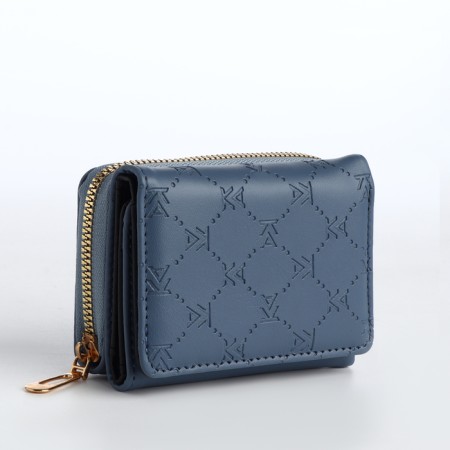 Women's wallet on the button, blue color