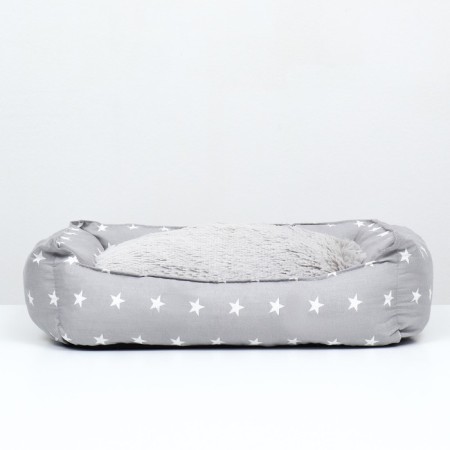Lesse "Pukhlik", with fur, 68 x 52 x 16 cm, gray with stars-1