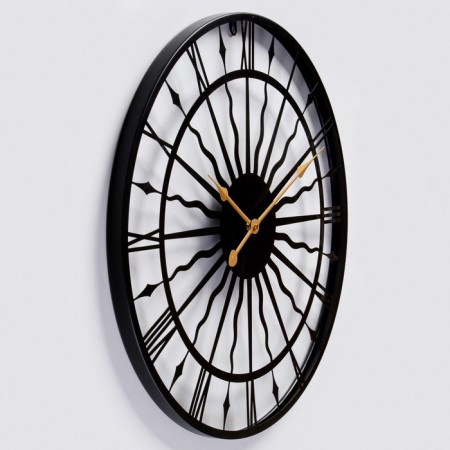 Wall clock, series: loft, "sun", smooth move, d-60 cm-2