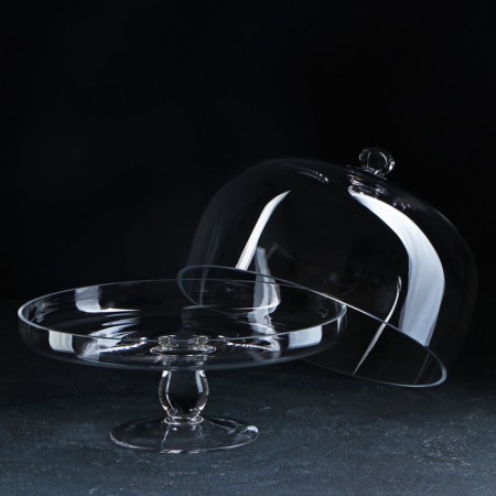 Cake stand on a leg with a glass cover Magistro "Madeus", 28 × 28 cm-2