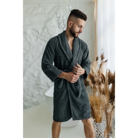Tainted male bathrobe, size 48, graphite color-2