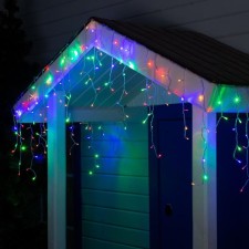 Гирлянда «Бахрома» 3 × 0.6 м, IP44, УМС, прозрачная нить, 160 LED, свечение мульти, 220 В