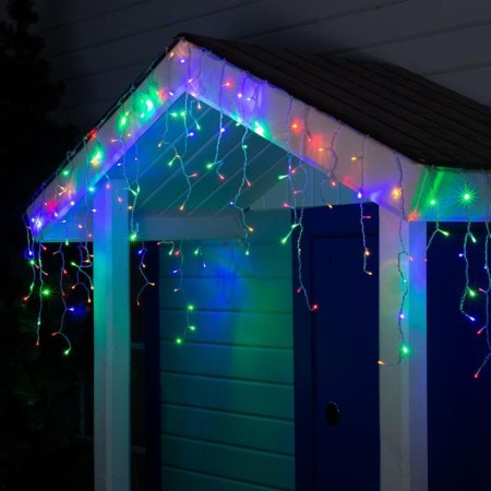 Garland "fringe" 3 × 0.6 m, IP44, UMS, transparent thread, 160 LED, glow of multi, 220 V