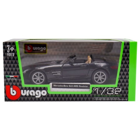BBURAGO Mercedes-Benz SLS AMG Roadster, Die-Cast, 1:32, Black color-6