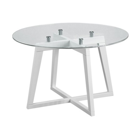 Gouring Rill table 445, 700x700x440, white/glass Transparent circle