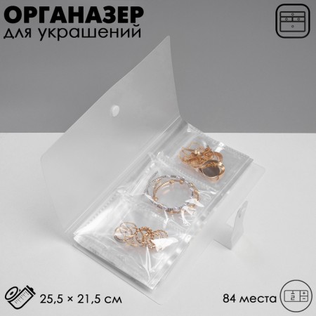 Organizer for jewelry "Book" 84 places, 25.5 × 21.5, transparent color
