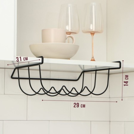 Halled shelf for bottles, black matte, 33 × 31.5 × 13 cm-1