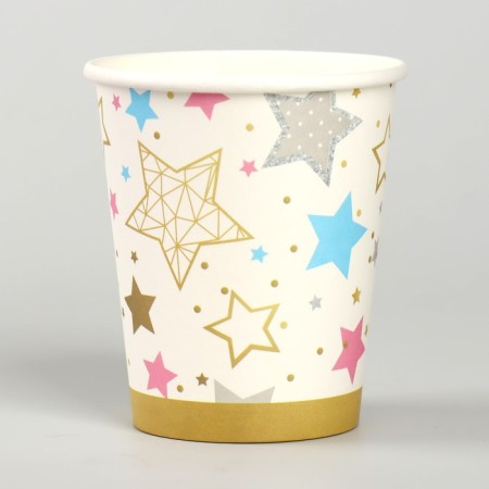 A glass of paper "colored stars", 250 ml, set of 6 pcs.