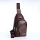 Male sling bag, artificial leather, headphone opening, brown color