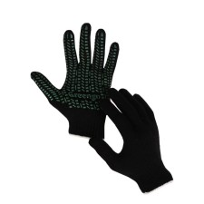 Gloves, x/b, knitting 7 class, 6 threads, with PVC dots, size 10, black, set 10 pairs, Greengo
