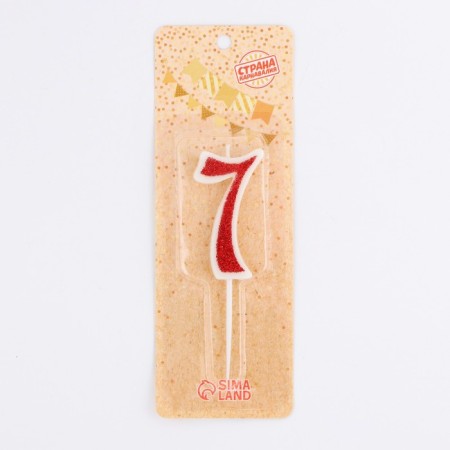 Candle in the cake on the skewer "Rubin collection", number 7, 5.2 cm, ruby-1