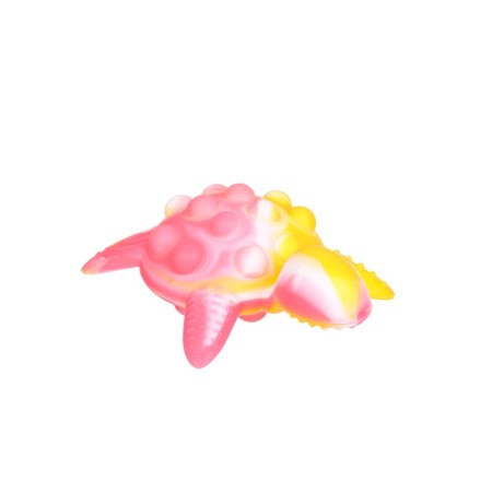 Silicone teether for teeth with a rattle of “turtle”, pink color, crumb I-7