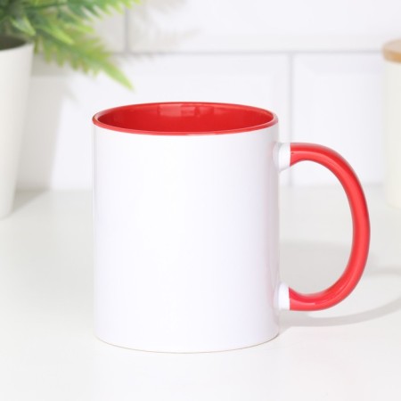 Sublimation mug and applying ceramics white, inside the red standard 320ml-1