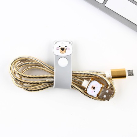 Set of wire holder+Micro USB “Winter” cable, 1A, 1m-1