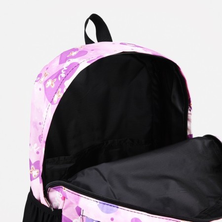 A backpack with a zipper, 3 outer pockets, lilac color-5