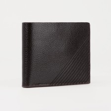 Male purse without fastener, department for bills, for maps, for coins, brown color