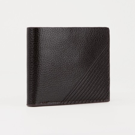 Male purse without fastener, department for bills, for maps, for coins, brown color