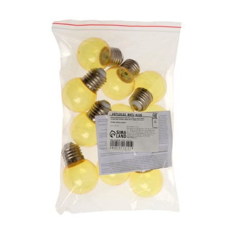 LED lamp, G45, E27, 1.5 W, for BelT-LITA, transparent, yellow, set 10 pcs-4