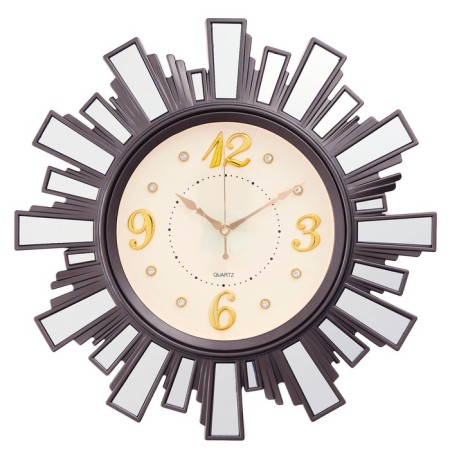 Wall clock, series: interior, "rays of the sun", smooth move, with a mirror, d-53 cm, gray