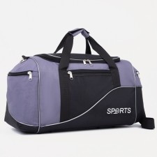 Sportivnaya bag on a zipper with a lining, 3 outer pockets, black/gray color
