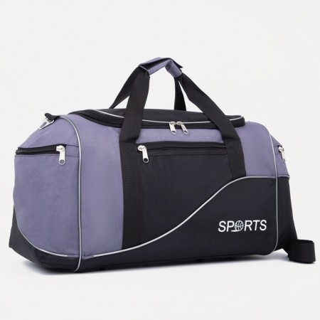 Sportivnaya bag on a zipper with a lining, 3 outer pockets, black/gray color