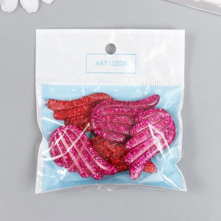 Decor for creativity plastic "Brilliant wings" red-pink 2.2x3.3 cm-4