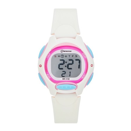 Watch of beer electronic children, D-3.5 cm, alarm clock, strap L-18.5 cm, 3 atm, white-1